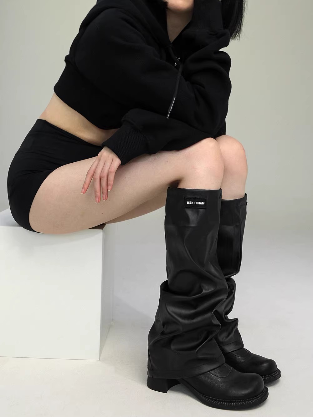 Chaussettes en cuir PU pour fe - Knee Sleeve Pair avis et prix